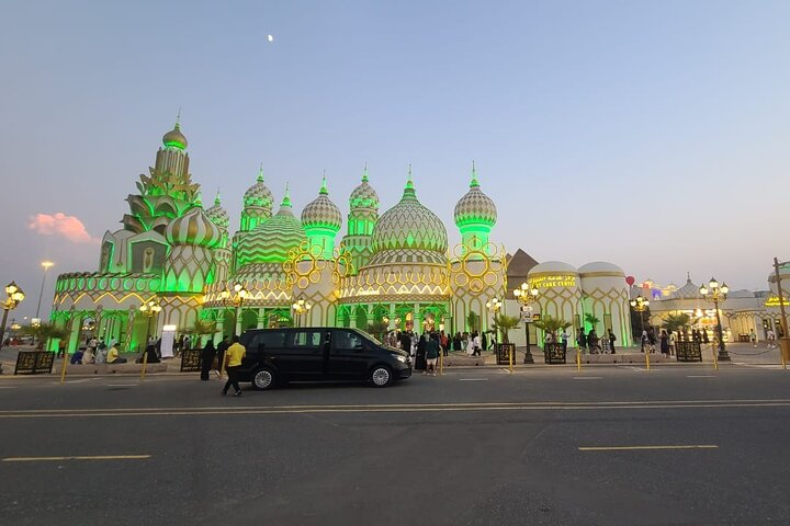 Experience the charm of Global Village with hassle-free two-way transfers in a spacious van ensuring comfort and convenience for your group as you explore cultural delights.